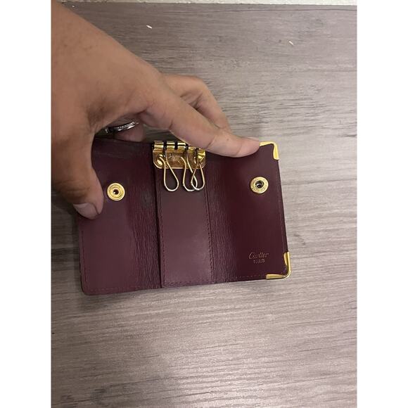 Cartier Must Line 3Key Holder Case Bordeaux Leather Gold Hardware - Picture 3 of 4